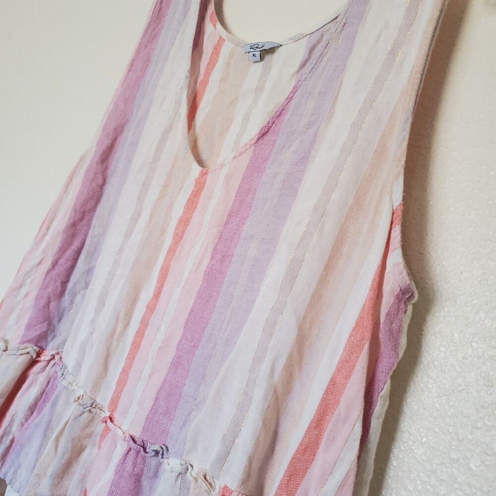 Rails Mira Juliette Striped Peplum Tank Top Size XL Sleeveless V Neck Multicolor - Picture 9 of 16
